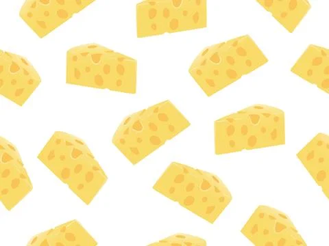 Seamless pattern of cheese slice on a white background  Stock Illustration