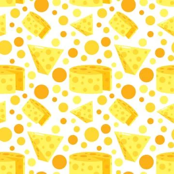 Seamless Pattern With Cheese. Vector Dairy Illustrations Stock Illustration