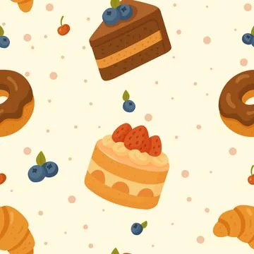 Seamless pattern chef baking with cupcakes in vintage style Stock Illustration