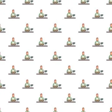Seamless pattern of chef baking in kitchen tutorial setup 스톡 일러스트