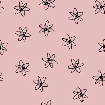 Seamless pattern chemical atom orbit cartoon vector Illustrazione stock