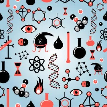 Seamless pattern of chemical elements Stock Illustration