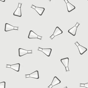 Seamless pattern chemistry laboratory glassware cartoon vector Stock Illustration