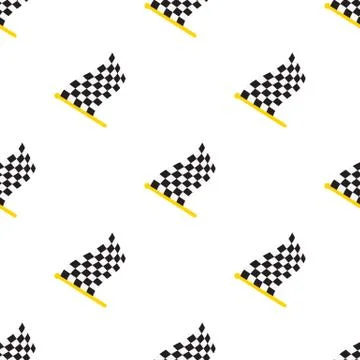 Seamless pattern with chequered racing flags on flagstaff Stock Illustration