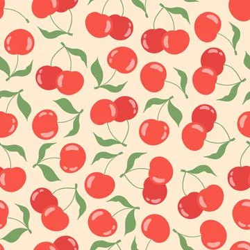 Seamless pattern with cherries and sweet cherries. Stock Illustration