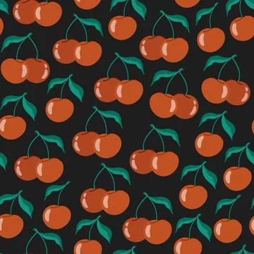 Seamless pattern with cherries and sweet cherries. 스톡 일러스트