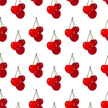 Seamless pattern with cherries. Cherries on a white background. Stock Illustration