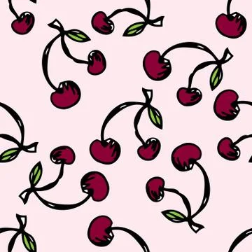 Seamless pattern with cherries 스톡 일러스트