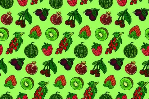 Seamless pattern with cherries Stock Illustration