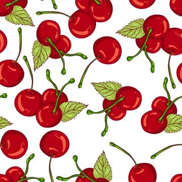 Seamless pattern cherries Stock Illustration