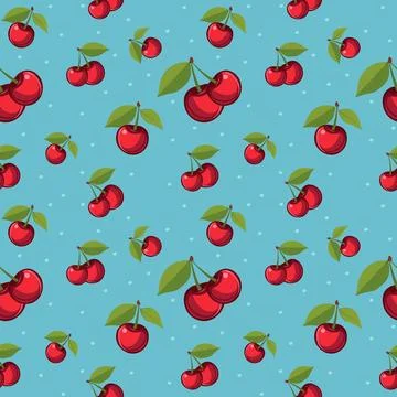 Seamless pattern with cherries Stock Illustration