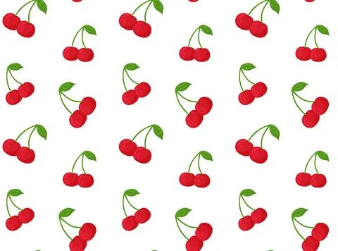 Seamless pattern with cherries, red cherry sprigs. Stock Illustration