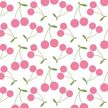 Seamless pattern with cherries in retro style. Stock Illustration
