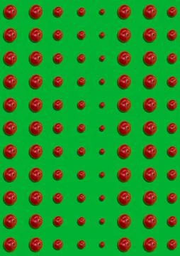 The seamless pattern of cherry berries on green background Stock Illustration