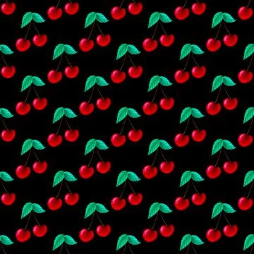 Seamless pattern with cherry berries Stock Illustration