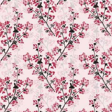 Seamless pattern with cherry blossom, for invitations, cards, scrapbooking Stock Illustration