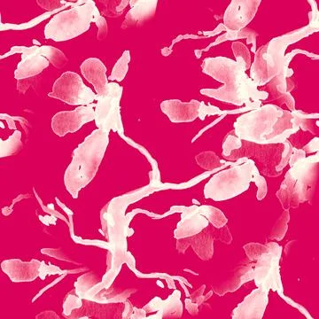 Seamless Pattern Cherry Blossom. Rose Ornament. Stock Illustration