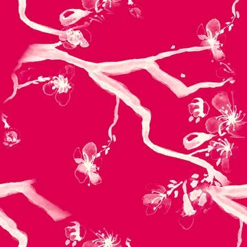 Seamless Pattern Cherry Blossom. Sakura Stock Illustration