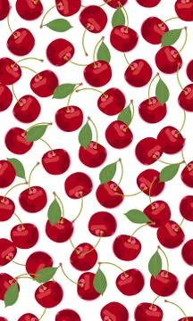 Seamless pattern cherry fruits, Fresh organic food, Red fruits berry pattern  Stock Illustration