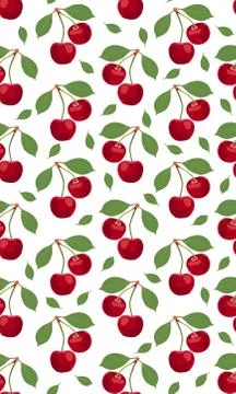 Seamless pattern cherry fruits, Fresh organic food, Red fruits berry pattern  Stock Illustration