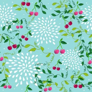 Seamless pattern with cherry Stock Illustration