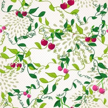 Seamless pattern with cherry Stock Illustration