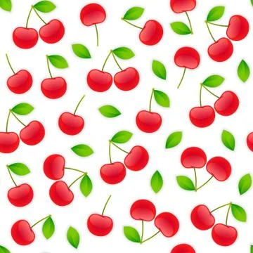 Seamless Pattern with Cherry Stock Illustration