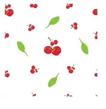 Seamless Pattern with Cherry Leaf Illustrazione stock