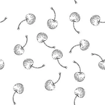 Seamless pattern cherry red sketch hand drawn Ilustração Stock