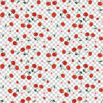 Seamless pattern . Cherry seamless pattern with a small pink flower. 库存插图