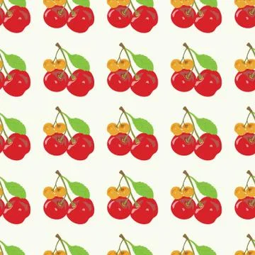 Seamless Pattern with Cherry Vector 스톡 일러스트