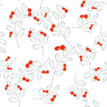 Seamless pattern with cherry. Vector illustration. 스톡 일러스트