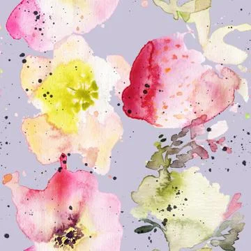 Seamless pattern of cherry watercolor Illustrazione stock