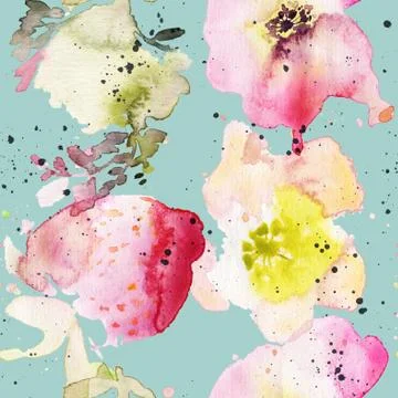 Seamless pattern of cherry watercolor Stock Illustration