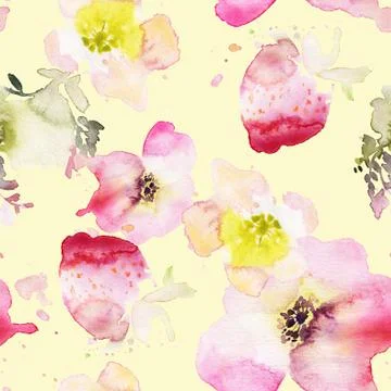 Seamless pattern of cherry watercolor Stock Illustration