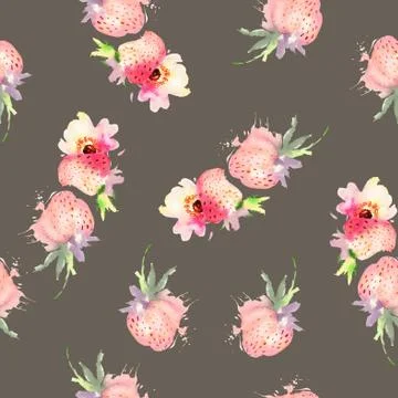 Seamless pattern of cherry watercolor Stock Illustration
