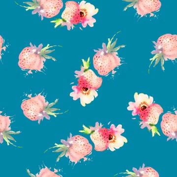 Seamless pattern of cherry watercolor Stock Illustration