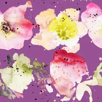 Seamless pattern of cherry watercolor Stock Illustration