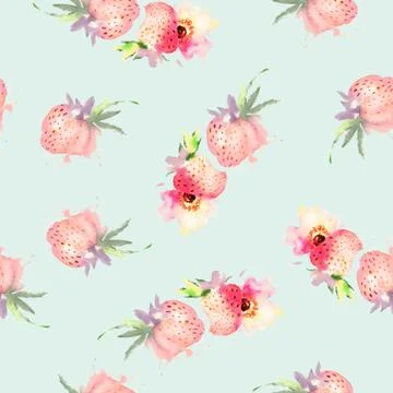 Seamless pattern of cherry watercolor Stock Illustration