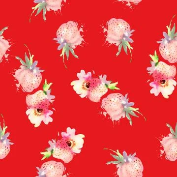 Seamless pattern of cherry watercolor Stock Illustration