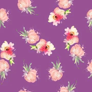 Seamless pattern of cherry watercolor Stock Illustration