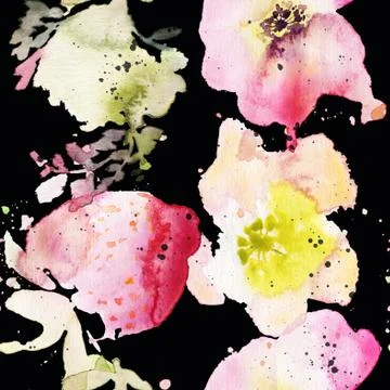 Seamless pattern of cherry watercolor Stock Illustration