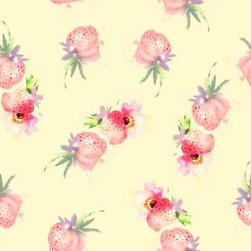 Seamless pattern of cherry watercolor Stock Illustration