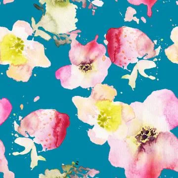 Seamless pattern of cherry watercolor Stock Illustration