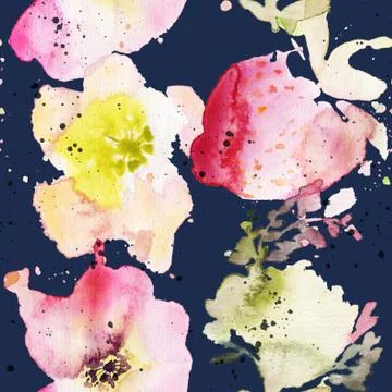 Seamless pattern of cherry watercolor Stock Illustration