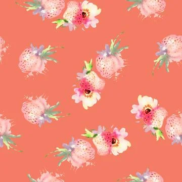 Seamless pattern of cherry watercolor Stock Illustration