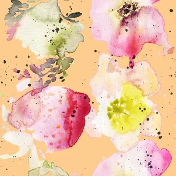 Seamless pattern of cherry watercolor Stock Illustration