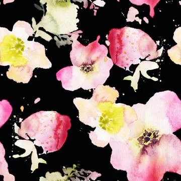 Seamless pattern of cherry watercolor Stock Illustration