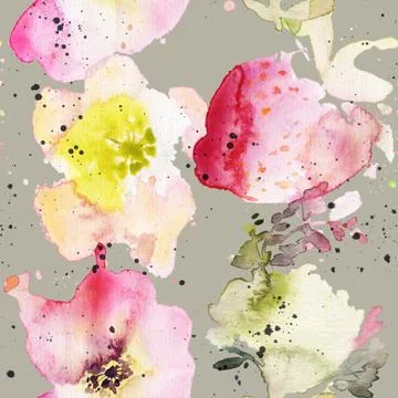 Seamless pattern of cherry watercolor Stock Illustration