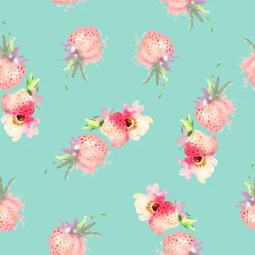 Seamless pattern of cherry watercolor Stock Illustration